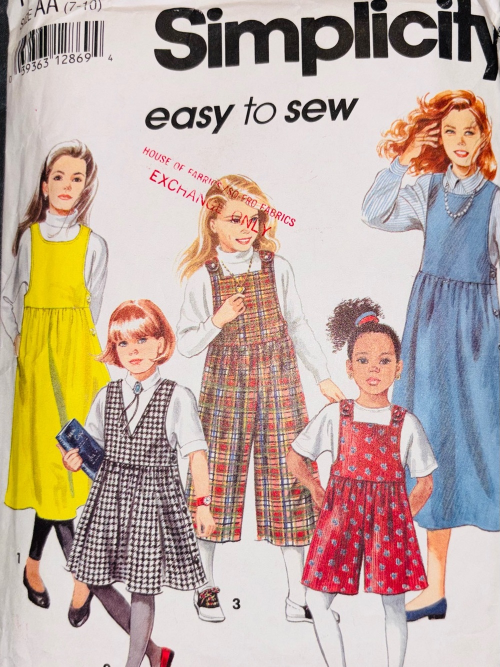 Vintage Simplicity 7953 Girls Jumper Dress Sizes 7-8 Pre Owned Complete